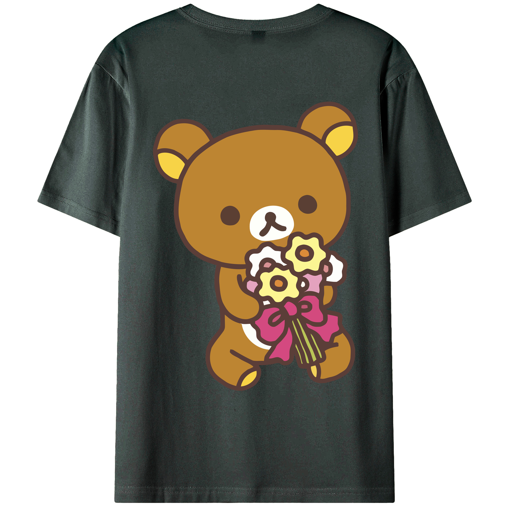 （画像用） リラックマ リラックマ キイロイトリ Rilakkuma Korilakkuma Kiiroitori 綿100％ メンズ半袖Tシャツ（バックプリント） 通気性